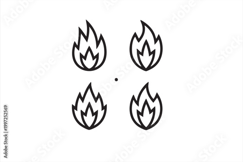 Simple flame icon collection for heat and warning symbols