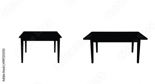 two tables silhouette high quality professional detailed modern