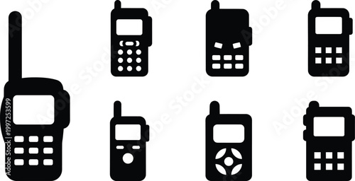Walkie talkie icon. Portable radio communication symbol. Emergency, alert and safety sign. Wireless transmitter.