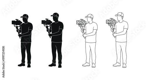 cameraman holding video camera silhouette high quality professional