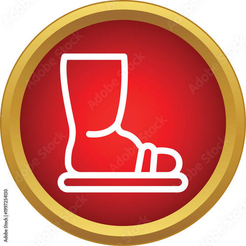 Injured human foot in medical leg cast for fracture healing