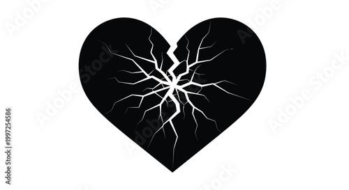 broken heart silhouette with cracks high quality professional