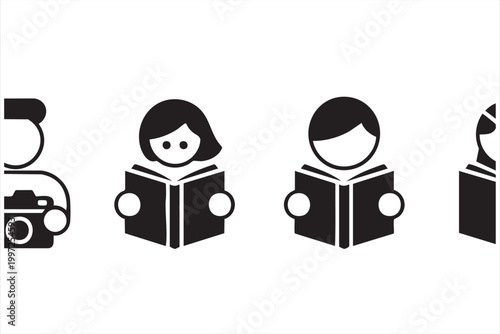 Minimal reading child illustration for education and knowledge themes