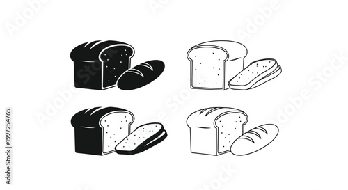 bread loaves and slices silhouette high quality professional