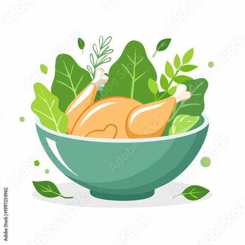 Protein-Bowl mit Hähnchen und grünem Frühlingsgemüse