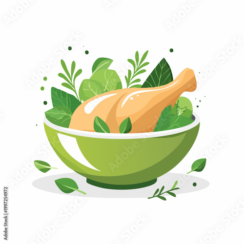 Protein-Bowl mit Hähnchen und grünem Frühlingsgemüse