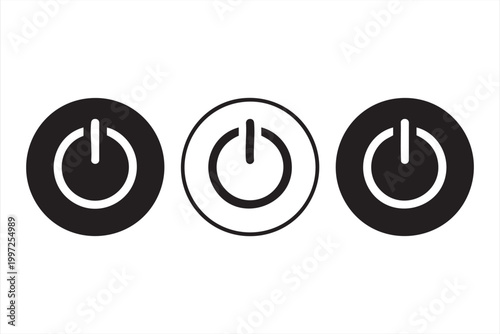 Modern power control button icons for app dashboard and system interface