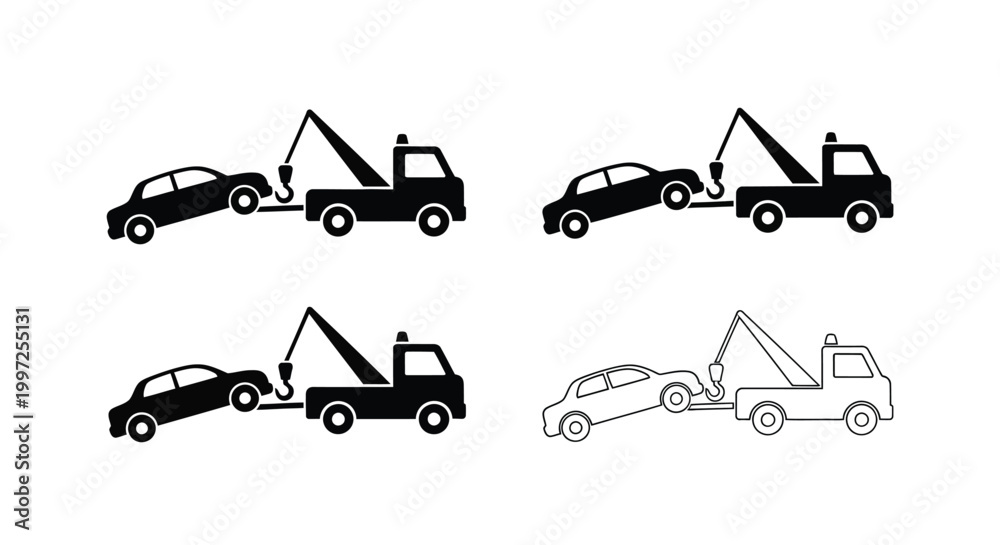 Naklejka premium tow truck towing car silhouette high quality professional
