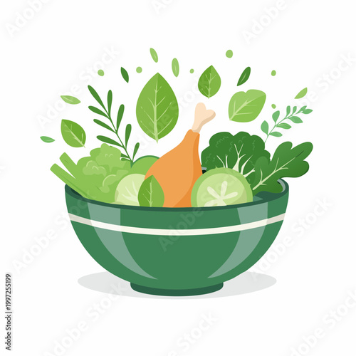 Protein-Bowl mit Hähnchen und grünem Frühlingsgemüse