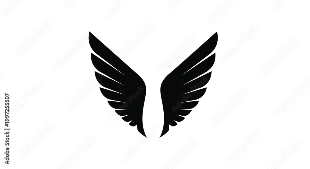 Fototapeta premium pair of wings silhouette high quality professional detailed