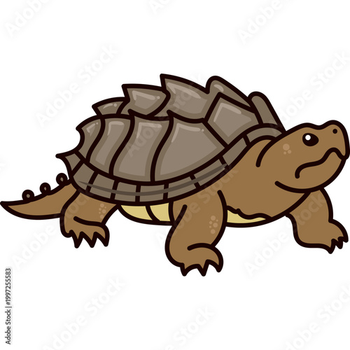 Cute Cartoon Alligator Snapping Turtle