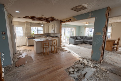 Home Renovation in Progress - Kitchen and Living Area Undergoing Major Remodel.