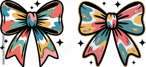  bow ribbon, colours bow, stylish, red, trendy set