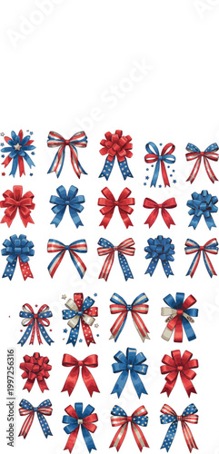 american flags ,bow ribbon, colours bow, uk, flag ,american, independence, festive, symbol, clip art,stylish, red, trendy set