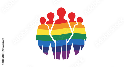 LGBTQ Pride Rainbow People Silhouettes.