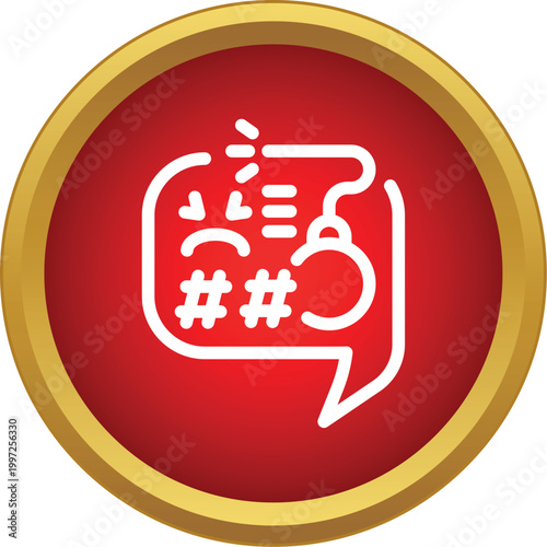 Speech bubble icon illustrating internet hate speech and cyberbullying communication