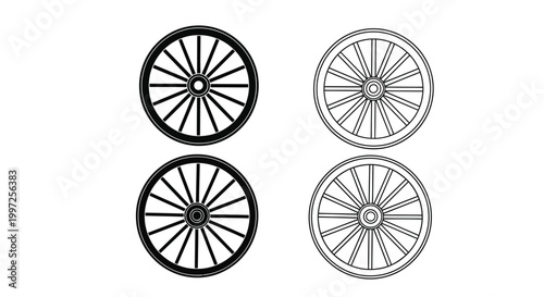 set of four wagon wheel silhouettes high quality