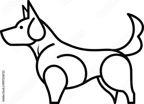 Simple Dog Line Art Vector Illustration in Minimal Outline Style for Logo Design, Pet Branding, Icons, Mascots, and Modern Animal Graphics