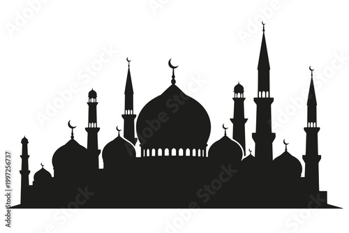 The Ottoman mosque in Istanbul has a grand dome and tall minarets, creating a striking silhouette against the Turkish sky