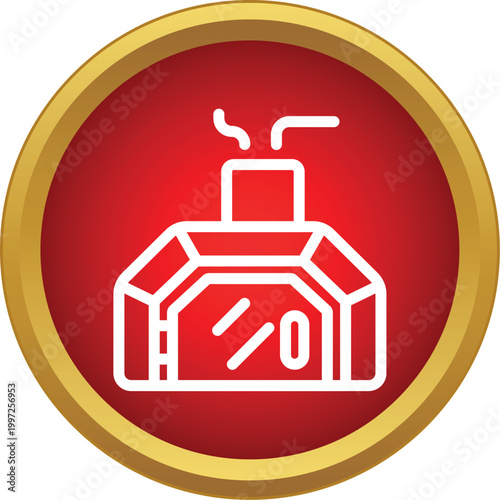 Industrial oven or furnace preparing food, generating heat