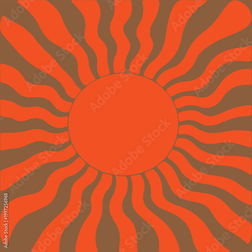 sunbrust Abstract circuses, stripe background design. Stripes sunburst in retro pop art style. Stripes sunburst rotating motion.Radiating Stripes in Orange and coffee.