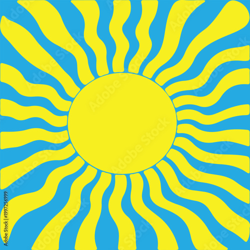 sunbrust Abstract circuses, stripe background design. Stripes sunburst in retro pop art style. Stripes sunburst rotating motion.Radiating Stripes in yellow and blue