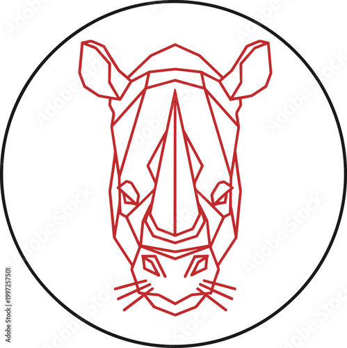 Geometric Tiger Head Icon in Line Art Style within Circle Frame for Wildlife Design, Animal Logo, and Modern Vector Illustration