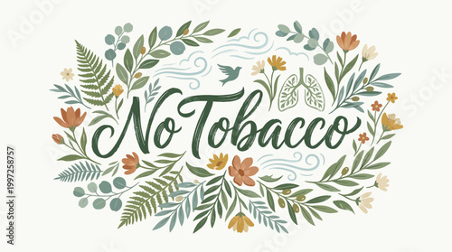 No Tobacco Hand Lettering Design for Health Awareness Campaign