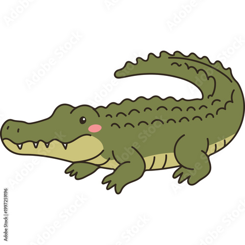 Cute Cartoon Crocodile Illustration