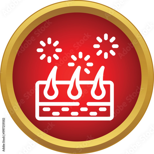Hair follicles showing irritation or inflammation on a red and gold icon