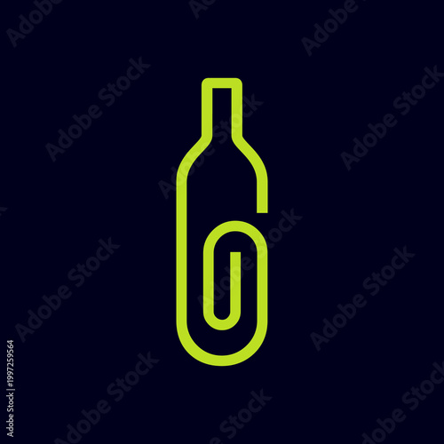 Glass bottle vreative modern minimalist logo design vector