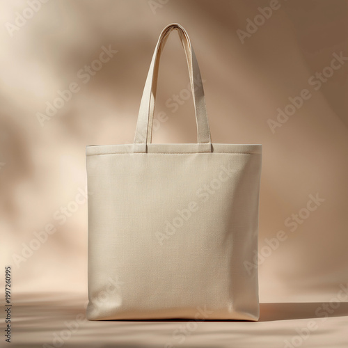 Blank Canvas Ecobag Mockup in Minimalist Neutral Studio Setting