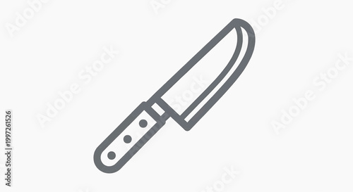 Kitchen knife icon, a simple and modern line art drawing of a sharp slicing blade