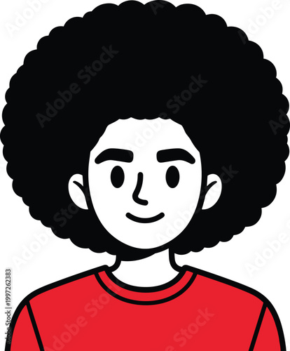 Person Avatar Icon with Afro Hairstyle in Flat Style for User Profile, Social Media, Identity Representation, and Diversity Character Design