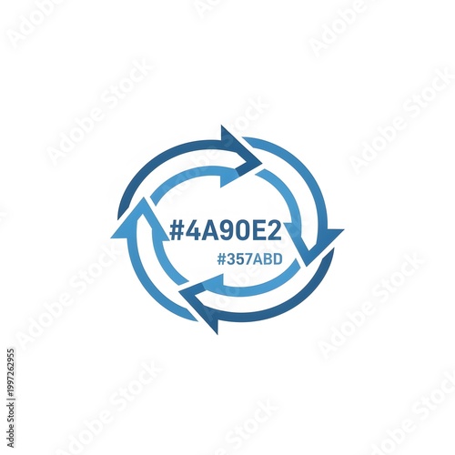 Circular arrows with hex code symbol.