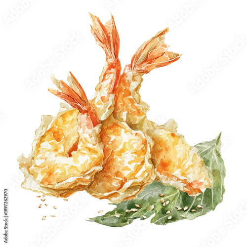 Tempura watercolor vector illustration, high-quality artwork isolated on a pure white background.