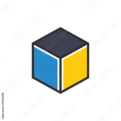 Colorful cube graphic design element.