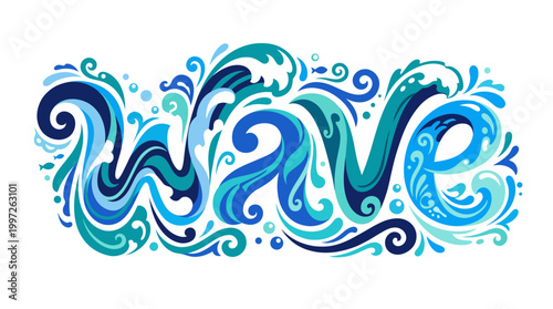The wave crashes powerfully on the shore with blue swirling water.