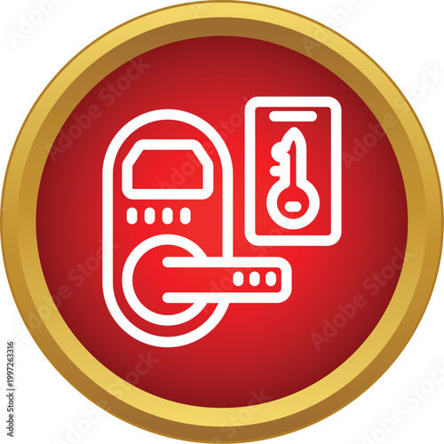 Electronic door handle and keycard icon illustrating modern security access