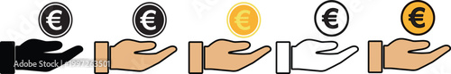 euro coin in hand,euro coin with hand