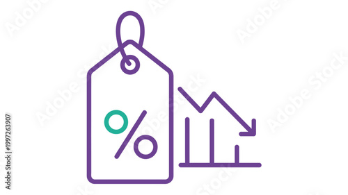 Discount percentage tag with falling graph