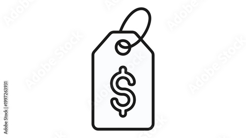 Black price tag icon with dollar sign