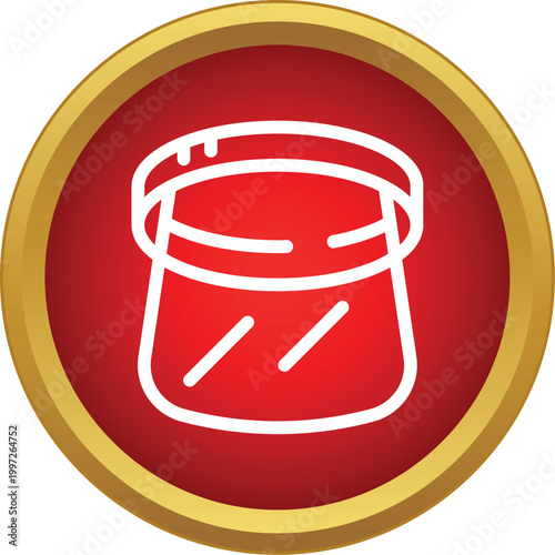 Face shield protecting against infection in a red and gold badge