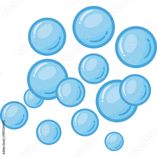 Cartoon Blue Bubbles Illustration
