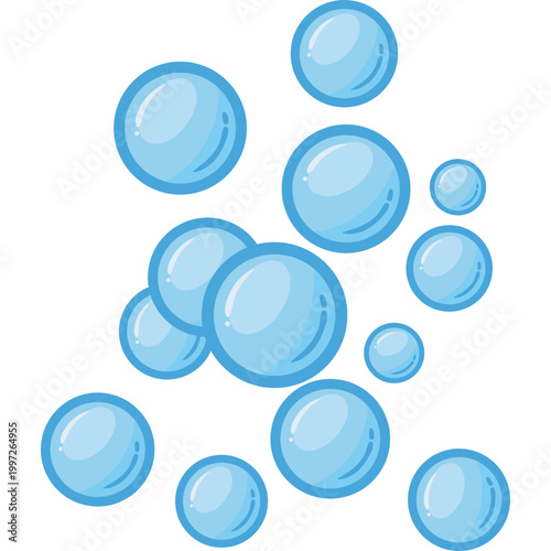 Blue Soap Bubbles Cartoon Illustration