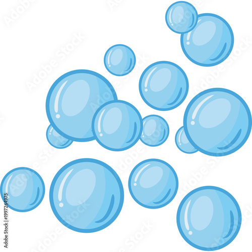 Blue Soap Bubbles Vector Illustration