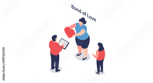 People Sharing a Large Red Heart Symbolizing Love and Unity.