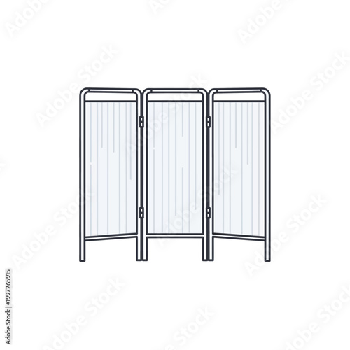 Simple illustration of a folding screen in a minimalist style, white background.