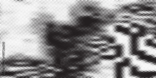 Seamless halftone vector background.Filled with black circles .Long fade out. 31 figures in height.The radial transformation method.