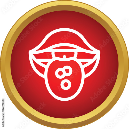 Mouth with a human tongue showing signs of oral infection and sores